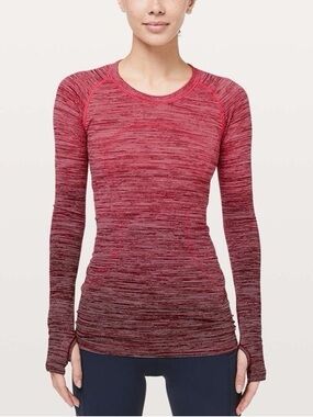 Lululemon Swiftly Tech Long Sleeve Crew in Red Alert Dark Sport Red/Black - 8
